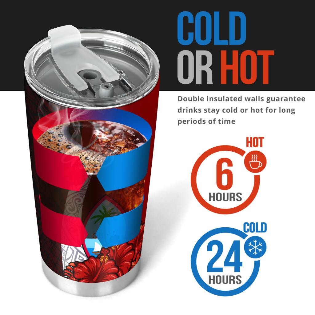 Guam Polynesian Tumbler - Coat Of Arm With Hibiscus - Polynesian Pride