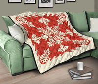 Hawaiian Pineapple Pattern Premium Quilt - Red - Argu Style - AH - Polynesian Pride