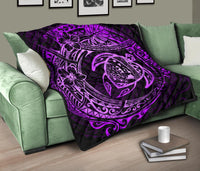 Hawaiian Turtle Polynesian Purple Premium Quilt - Polynesian Pride