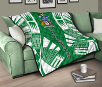 Norfolk Island Premium Quilt - Norfolk Island Coat Of Arms Polynesian White Tattoo (Green) - Polynesian Pride