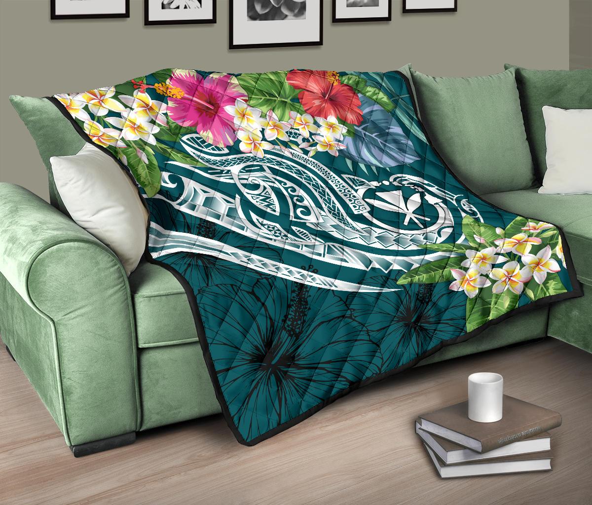 Polynesian Hawaii Kanaka Maoli Premium Quilt - Summer Plumeria - Polynesian Pride