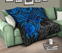 Pohnpei Polynesian Premium Quilt - Polynesian Blue Turtle - Polynesian Pride