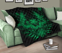 Hawaii Owl Hibiscus Plumeria Premium Quilt - Green - Polynesian Pride