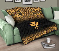 Hawaii Premium Quilt - Gold Kanaka Maoli Polynesian Tattoo & Black Frog - Polynesian Pride