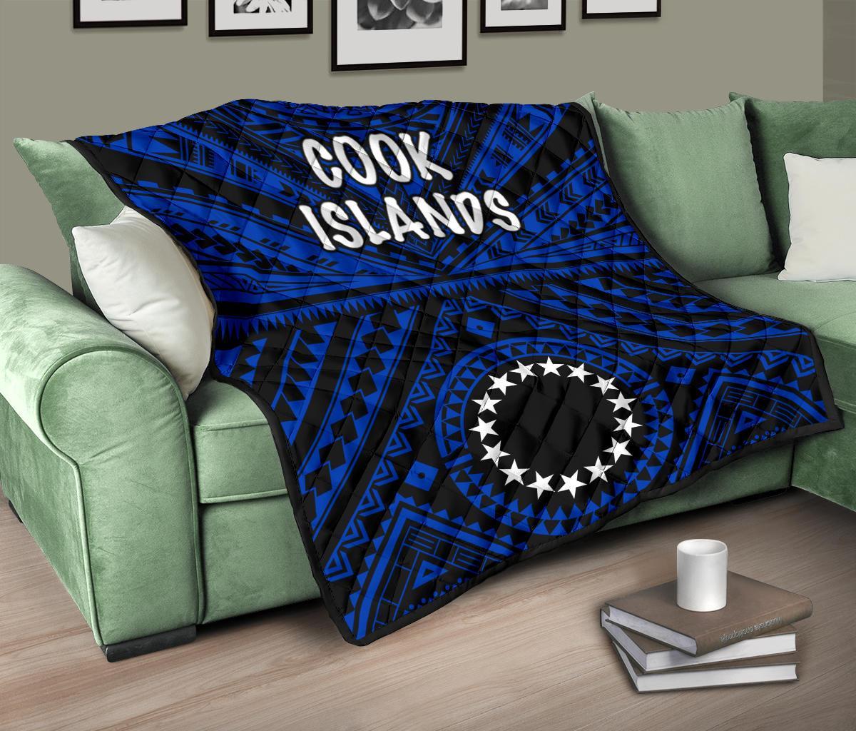 Cook Island Premium Quilt - Seal With Polynesian Tattoo Style ( Blue) - Polynesian Pride