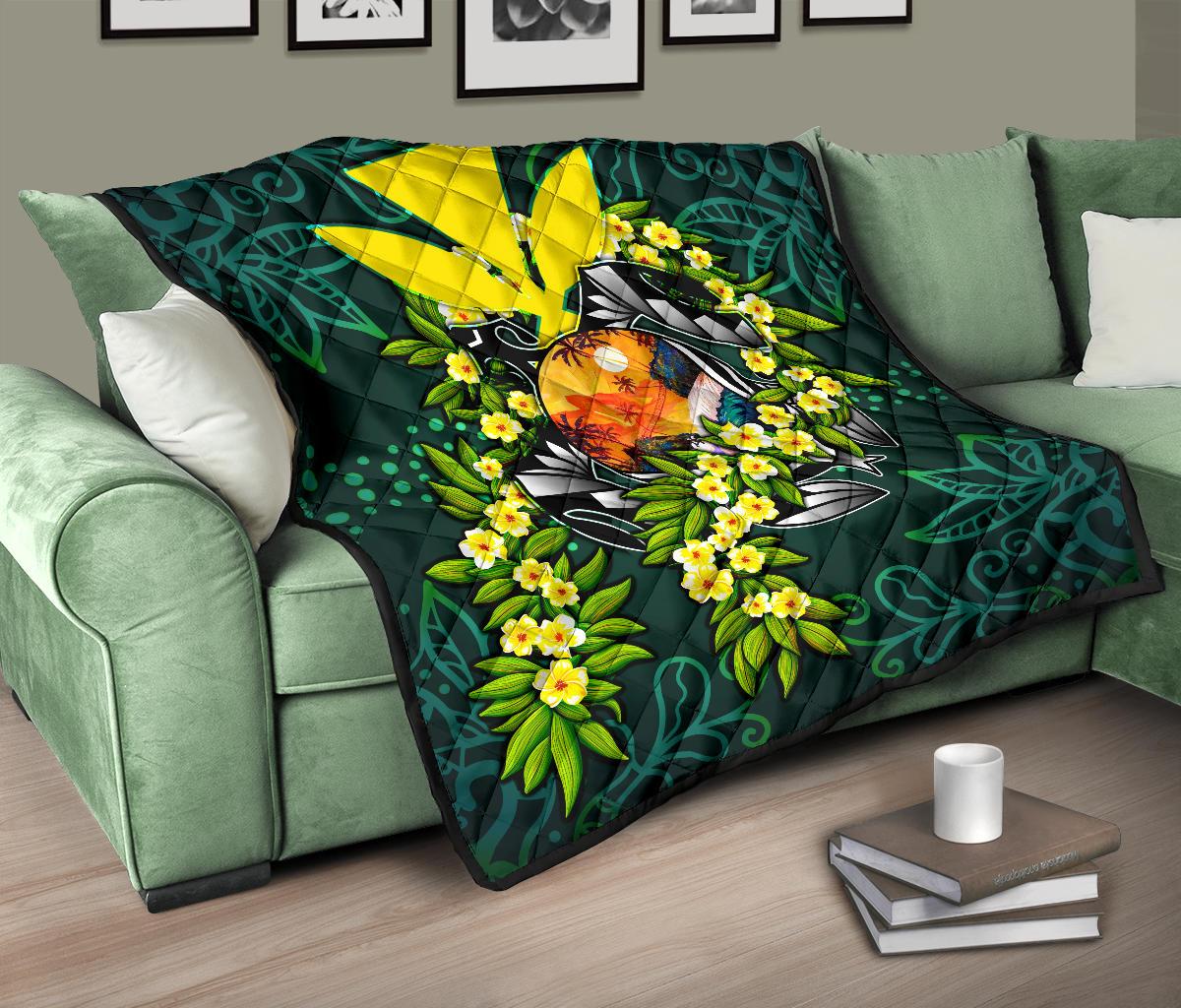 Polynesian Hawaii Premium Quilt - Ti Leaf Lei Turtle - Polynesian Pride