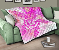 Hawaii Turtle Hibiscus Premium Quilt - Dreamy Style - AH - Polynesian Pride