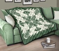 Hawaiian Pineapple Pattern Premium Quilt - Green - Argu Style - Polynesian Pride