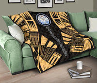 Marshall Islands Premium Quilt - Marshall Islands Seal Polynesian Gold Tattoo - Polynesian Pride