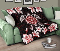 Hawaiian Reddie Turtle Plumeria Quilt - Polynesian Pride