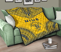 Niue Premium Quilt - Niue Seal Polynesian Chief Yellow Version - Polynesian Pride