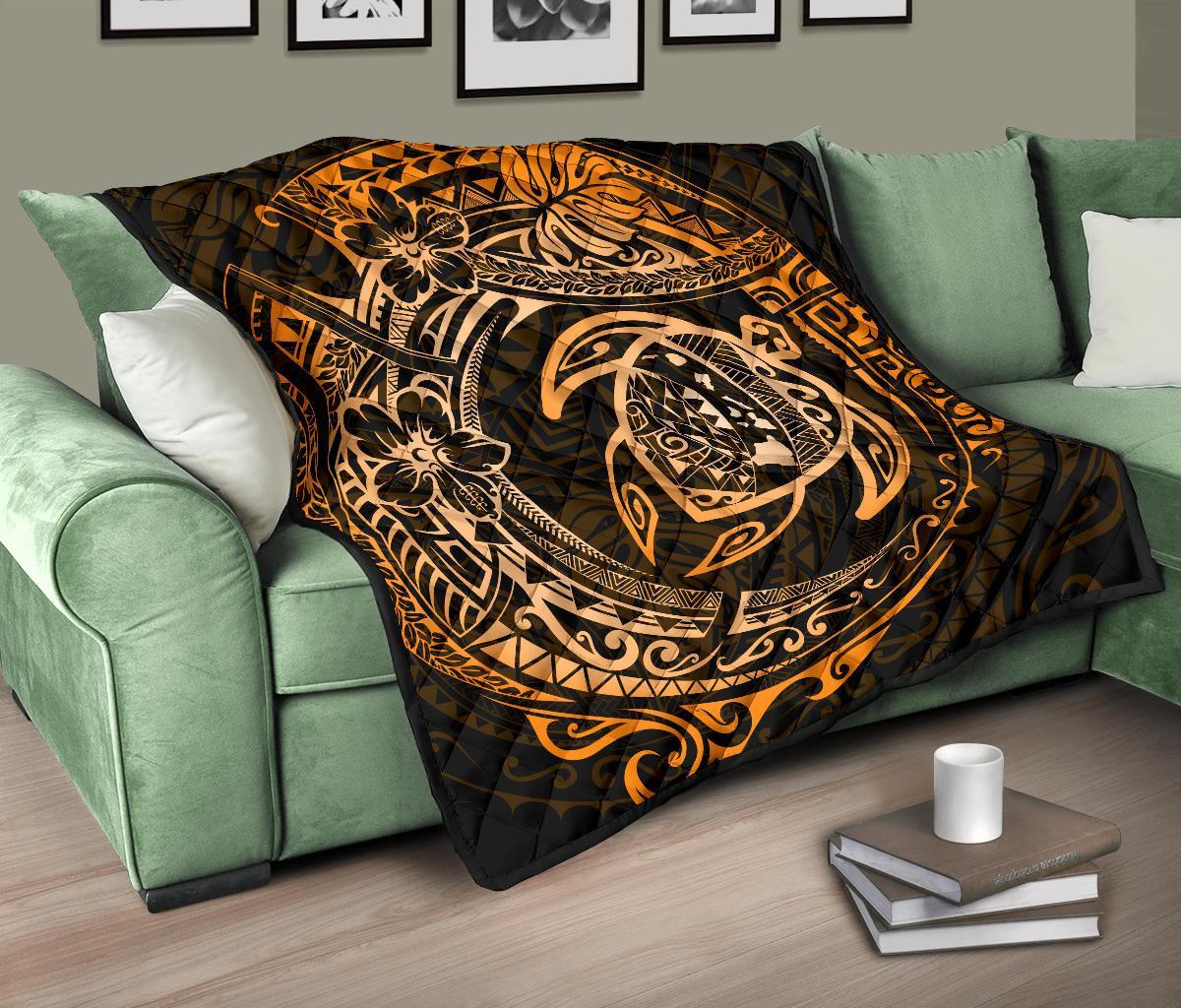 Hawaiian Turtle Polynesian Gold Premium Quilt - Polynesian Pride
