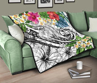 Guam Polynesian Premium Quilt - Summer Plumeria (White) - Polynesian Pride