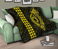 Hawaii Kakau Makau Fish Hook Polynesian Premium Quilt - Yellow - Polynesian Pride