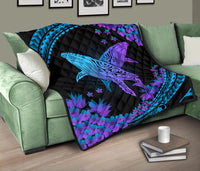 Hawaii Whale Polynesian Hibiscus Premium Quilt - Lae Style - Polynesian Pride