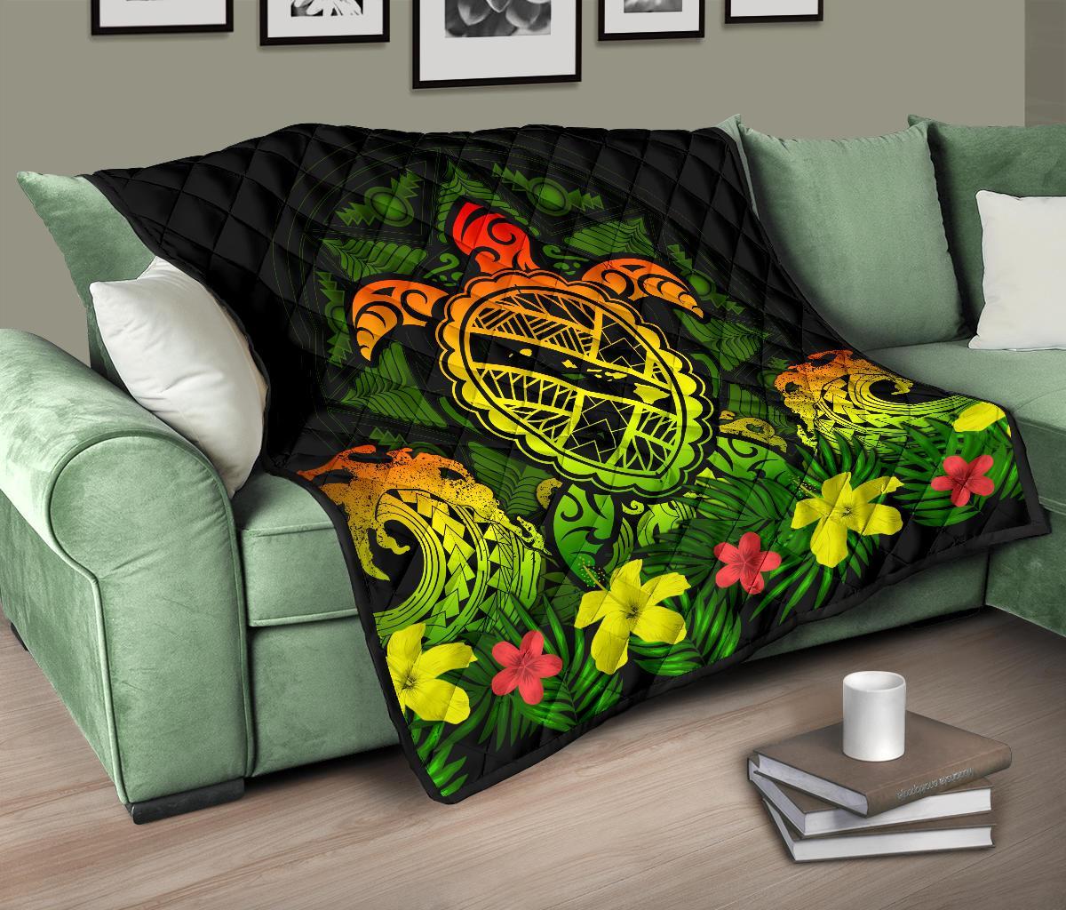 Hawaii Turtle Polynesian Reggae Premium Quilt - Kuly Style - Polynesian Pride