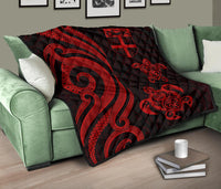 Fiji Polynesian Premium Quilt - Red Tentacle Turtle - Polynesian Pride