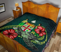 Fiji Polynesian Premium Quilt - Green Turtle Hibiscus - Polynesian Pride