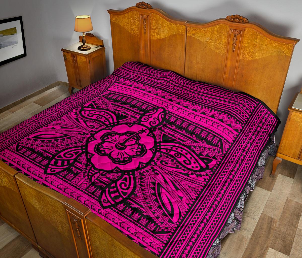 Hawaii Polyensian Turtle Premium Quilt Pink - Polynesian Pride