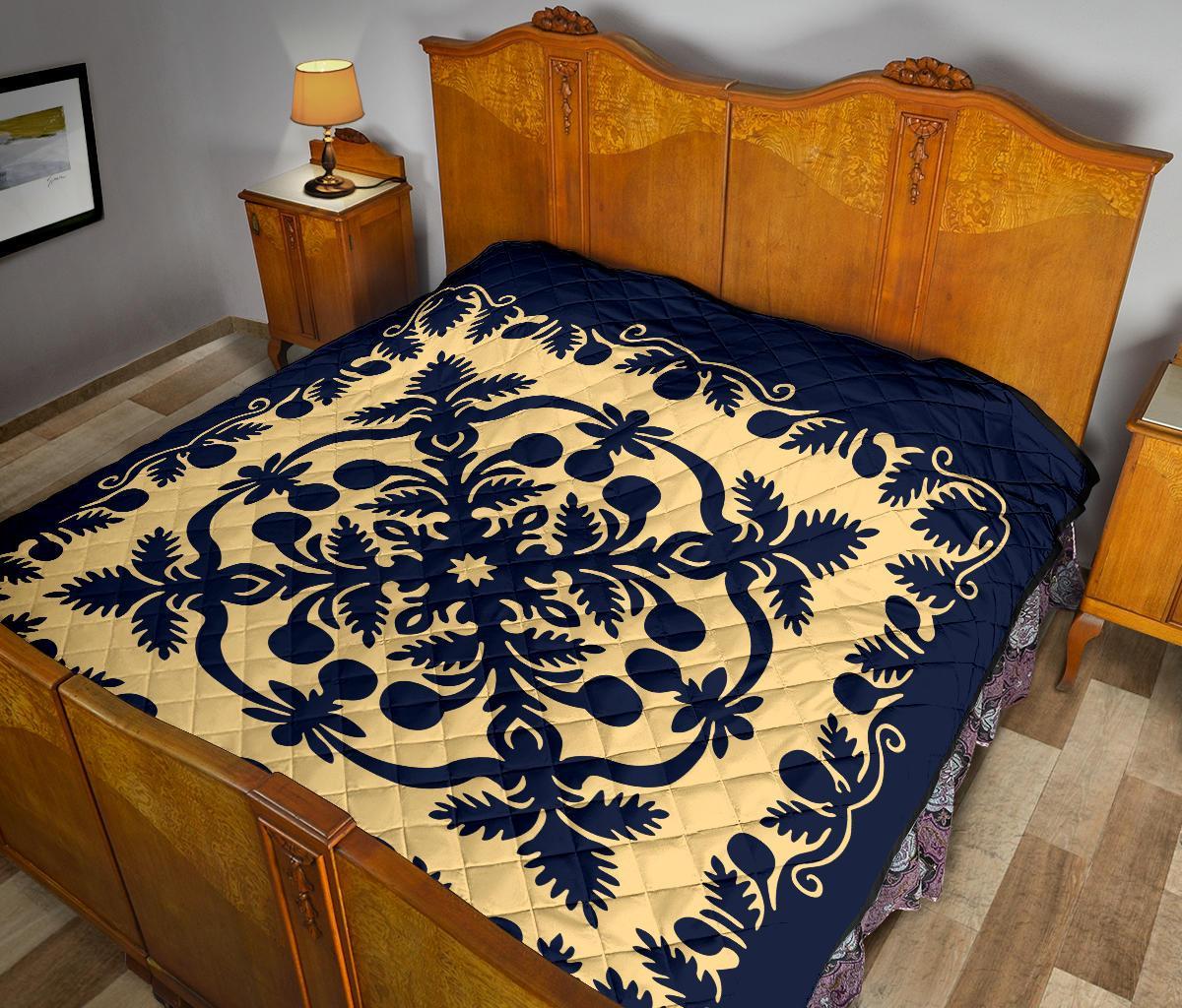 Hawaii Premium Quilt Royal Pattern - Indigo - Polynesian Pride
