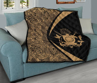 Cook Islands Coat Of Arms Polynesian Premium Quilt - Circle Style - 02 - Polynesian Pride