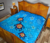 Hawaii Plumeria Turtle In The Ocean Premium Quilt - AH - John Style - Polynesian Pride