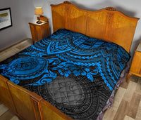 Northern Mariana Islands Polynesian Premium Quilt - Northern Mariana Islands Seal & Blue Turtle Hibiscus - Polynesian Pride