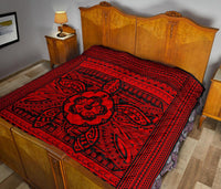 Hawaii Polyensian Turtle Premium Quilt Red - Polynesian Pride