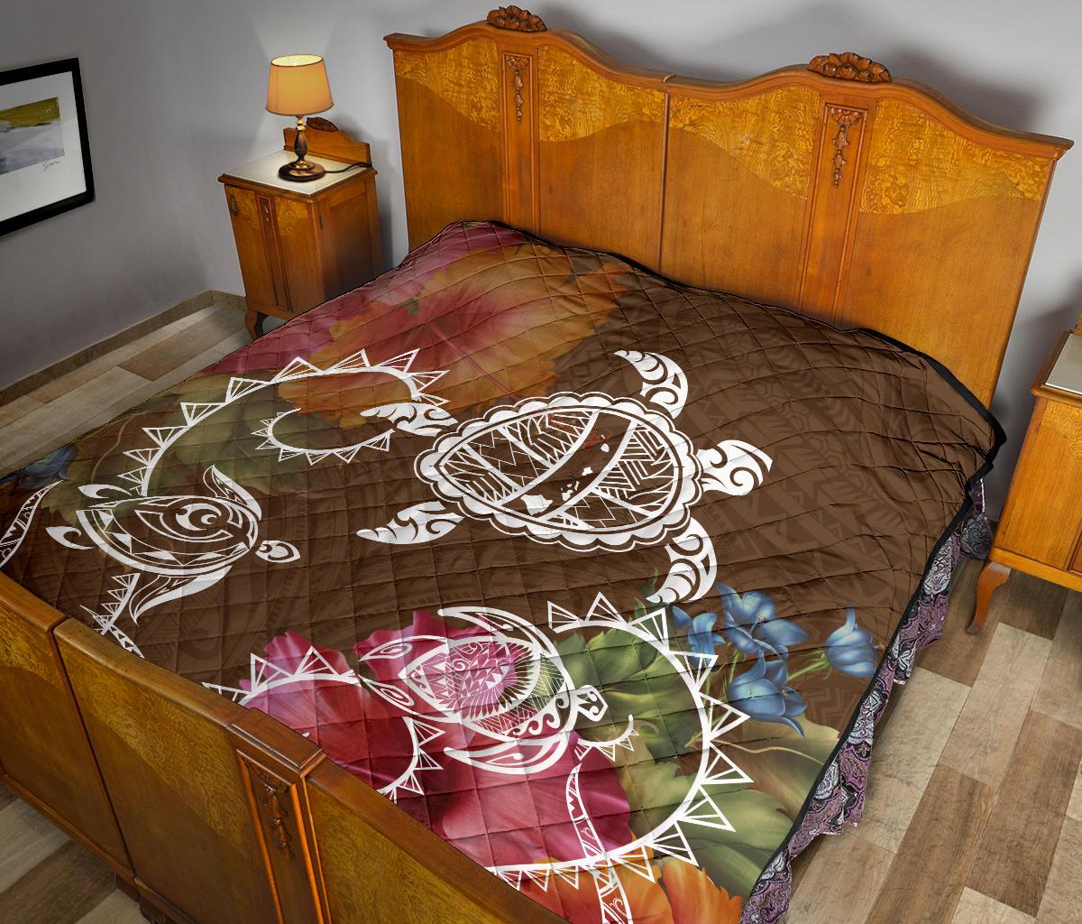 Hawaii Turtle Polynesian Premium Quilt - Herd Style - Polynesian Pride