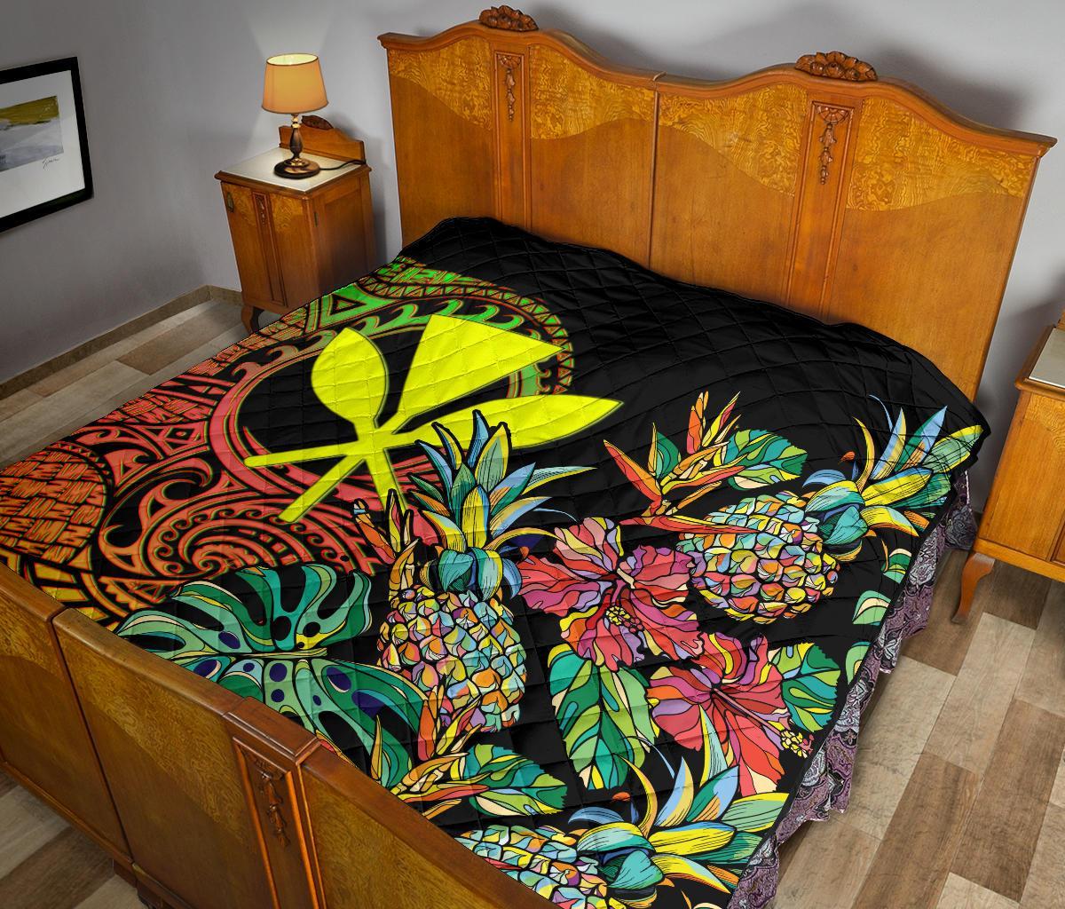 Polynesian Hawaii Premium Quilt - Pineapple Hibiscus - Polynesian Pride