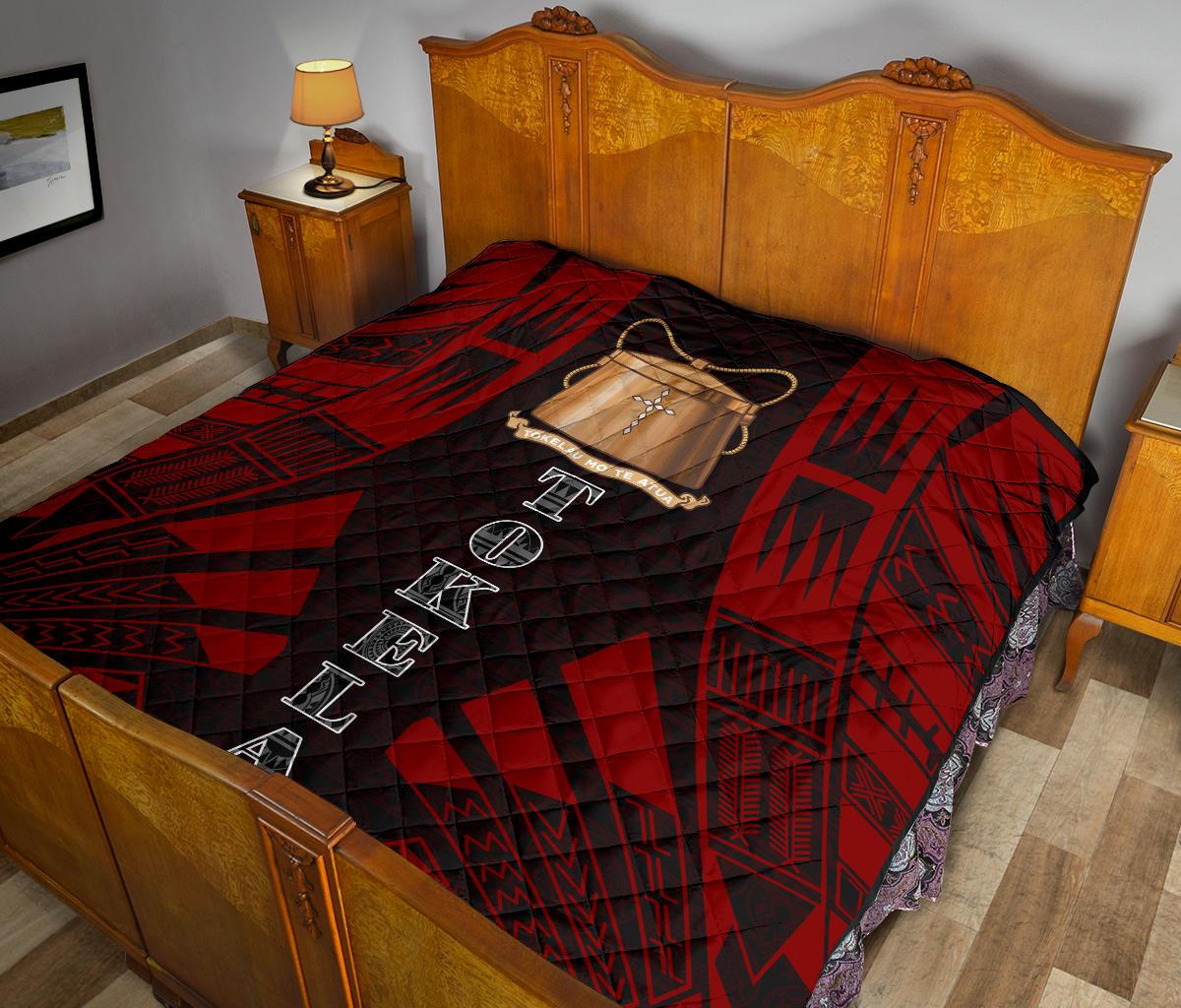 Tokelau Premium Quilt - Tokelau Coat Of Arms Polynesian Red Tattoo - Polynesian Pride