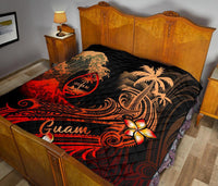 Guam Polynesian Premium Quilt - Plumeria Flowers And Waves - Polynesian Pride