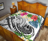 Tahiti Polynesian Premium Quilt - Summer Plumeria (White) - Polynesian Pride
