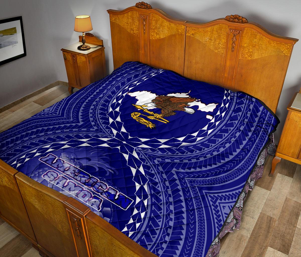 American Samoa Polynesian Premium Quilt - American Samoa Flag with Polynesian Tattoo - Polynesian Pride