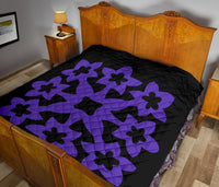 Hawaiian Premium Quilt Royal Pattern - Black And Purple - A1 Style - Polynesian Pride