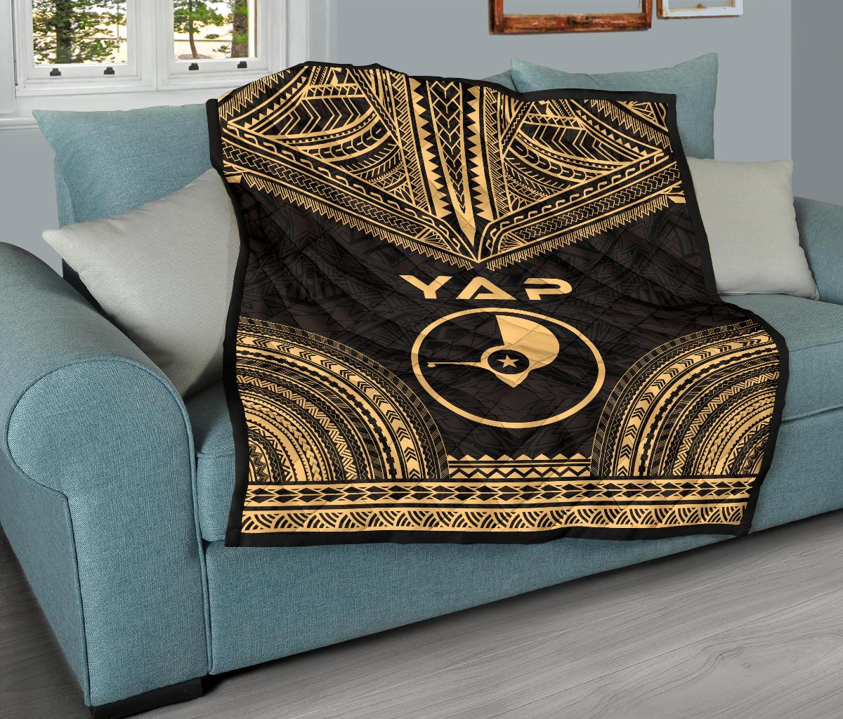 Yap Premium Quilt - Yap Flag Polynesian Chief Gold Version - Polynesian Pride