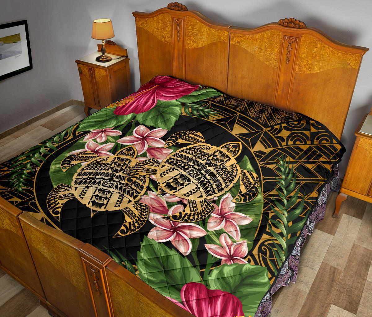 Hawaii Premium Quilt - Turtle Strong Pattern Hibiscus Plumeria Art AH - Polynesian Pride