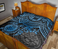 Federated States Of Micronesia Premium Quilt - Federated States Of Micronesia Seal & Blue Turtle Hibiscus - Polynesian Pride