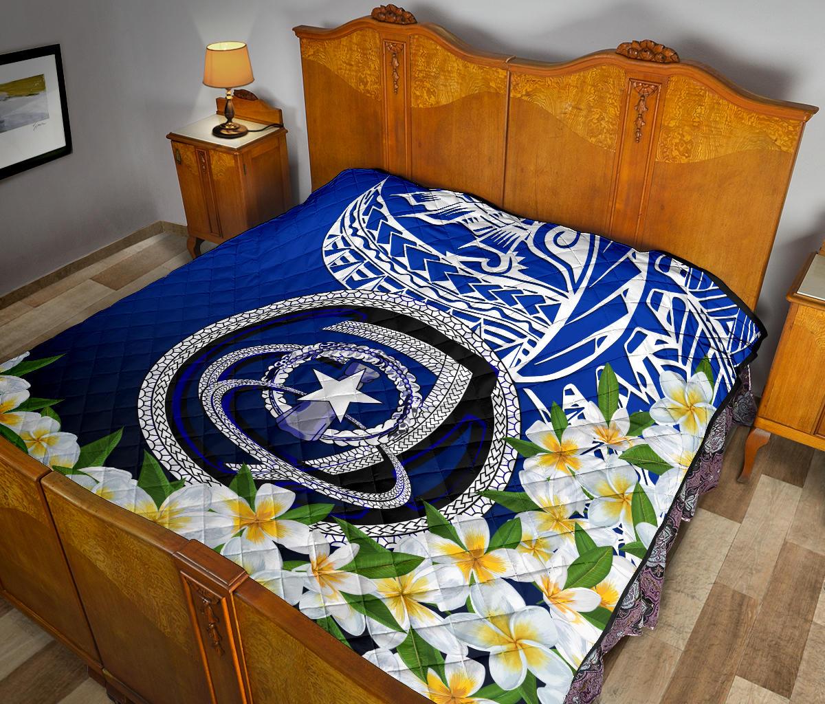 Northern Mariana Islands Premium Quilt - Polynesian Plumeria Pattern - Polynesian Pride