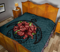 Hawaii Turtle Hibiscus Polynesian Premium Quilt - Polynesian Pride