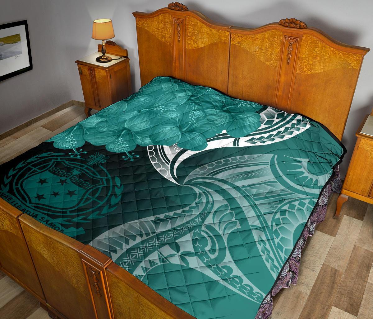 Samoa Custom Personalised Premium Quilt - Samoa Seal Wave Style (Green) - Polynesian Pride