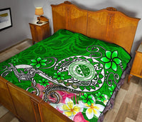 FSM Premium Quilt - Turtle Plumeria (Green) - Polynesian Pride