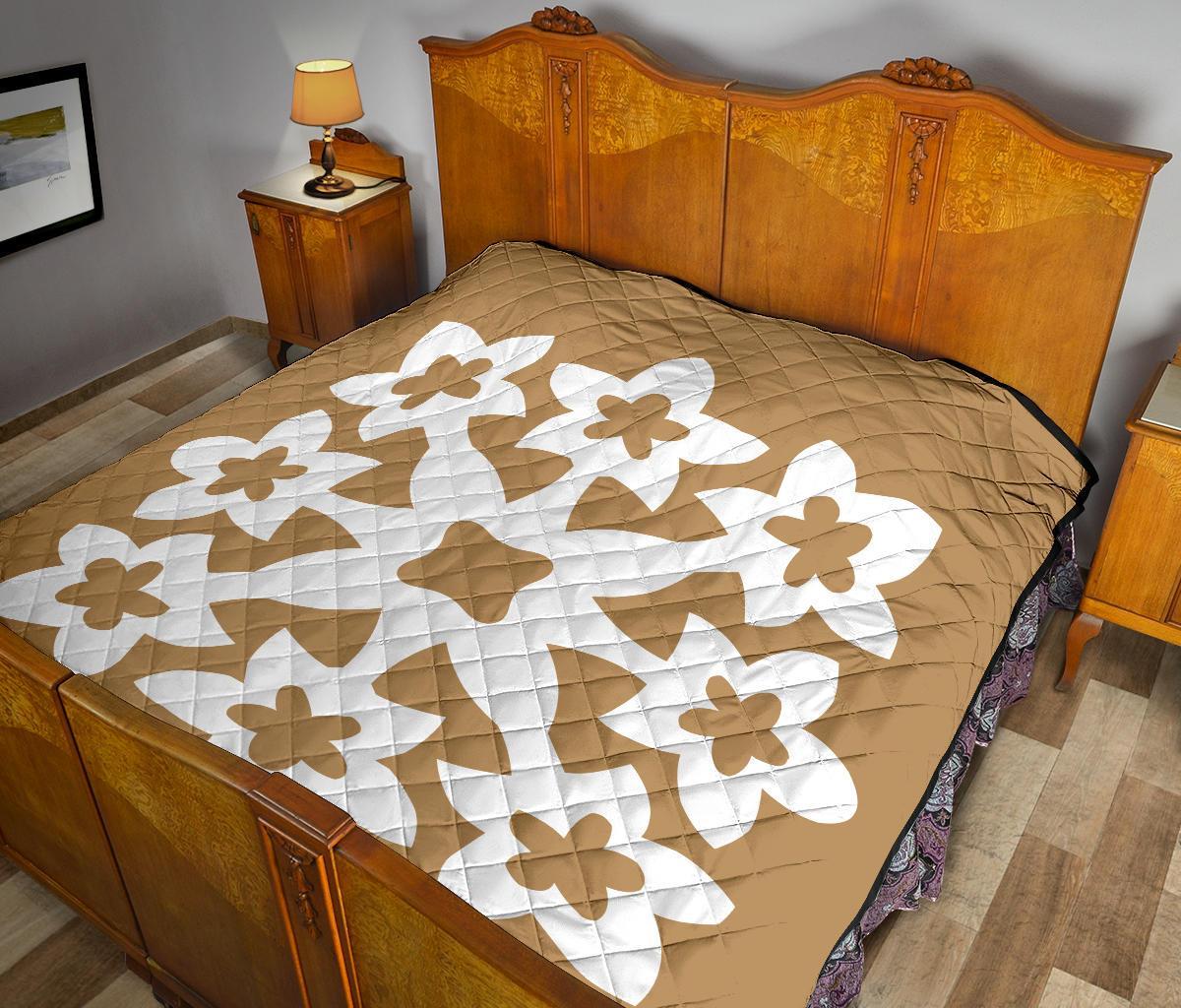 Hawaiian Premium Quilt Royal Pattern - Gold - A1 Style - Polynesian Pride