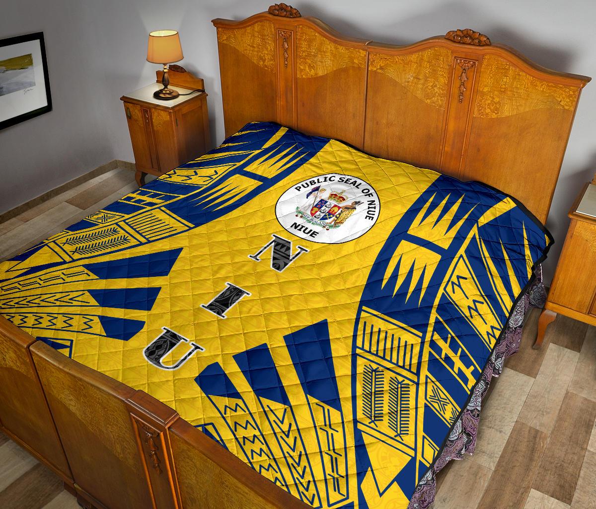 Niue Premium Quilt - Niue Seal Polynesian Dark BLue Tattoo - Polynesian Pride