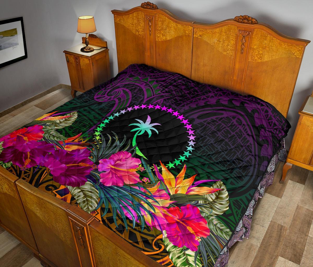 Chuuk Premium Quilt - Summer Hibiscus - Polynesian Pride
