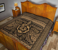 Hawaii Polyensian Turtle Premium Quilt Gold - Polynesian Pride