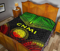 Northern Mariana Islands Premium Quilt - CNMI Seal Polynesian Chief Reggae Version - Polynesian Pride
