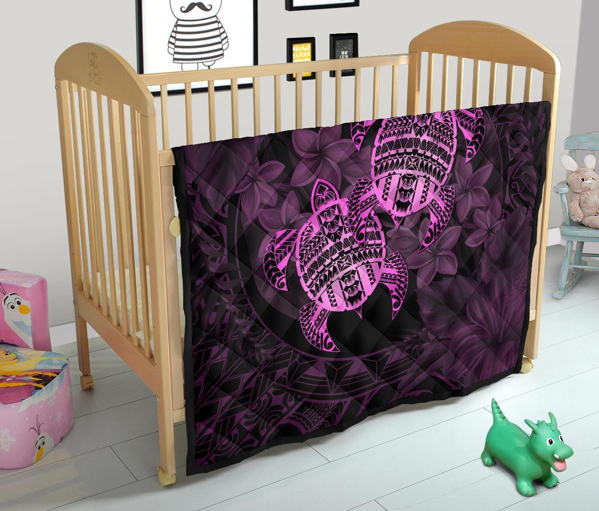 Hawaii Premium Quilt - Turtle Strong Pattern Hibiscus Plumeria Pink AH - Polynesian Pride