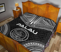 Palau Premium Quilt - Palau Seal Polynesian Chief Black Version - Polynesian Pride