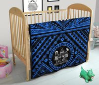 Fiji Premium Quilt - Fiji Seal With Polynesian Tattoo Style (Blue) - Polynesian Pride